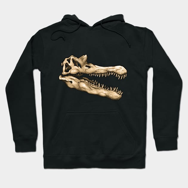 Dinosaur Skull Spinosaurus Sticker Hoodie by CassWArt